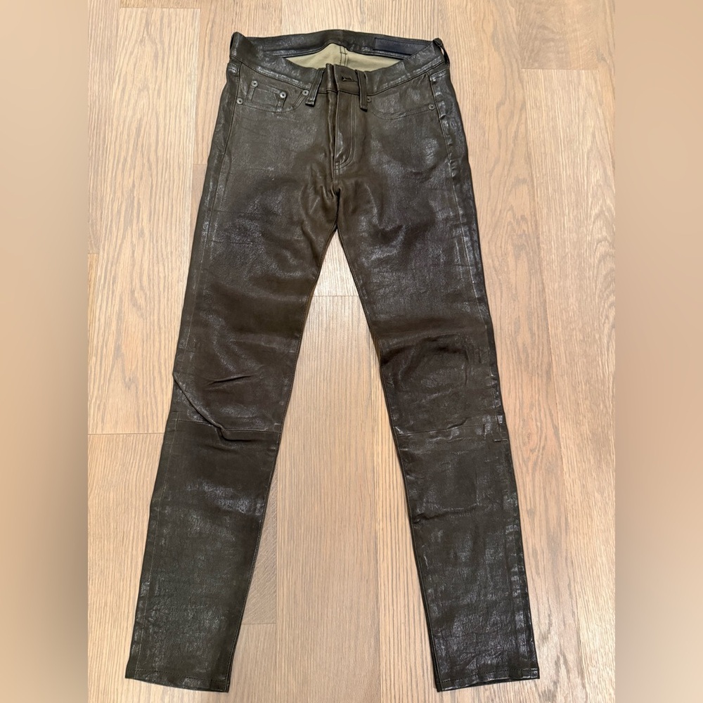 rag & bone Shiny Dark Brown leather Skinny Jeans